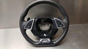 PEELING 2016-2024 Chevrolet Camaro SS OEM Flat-Bottom Leather Steering Wheel w/ Silver Trim Auto w/ Radio Paddles 84209519
